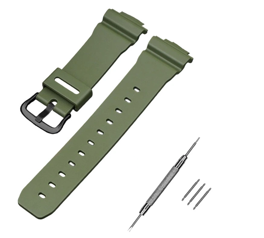 Ремінець для Casio G-Shock DW-6900 Army Green BK (3782)