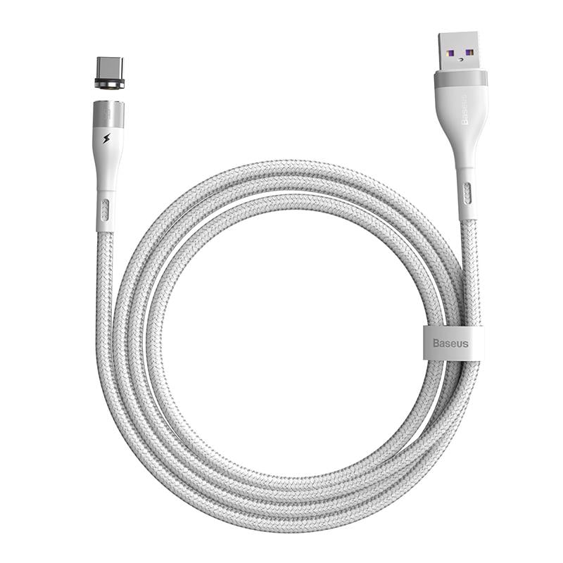 Кабель Baseus Type-C Zinc Magnetic Safe Fast Charging Data Cable 100 см 5A CATXC-NG1 White (515a1ca0)