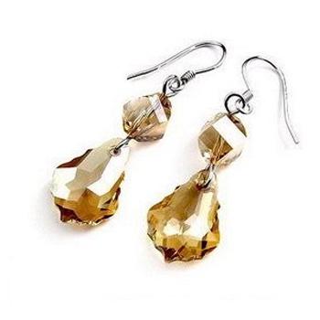 Сережки з кристалами Сваровські Showfay 980272 Медовий/Бурштиновий