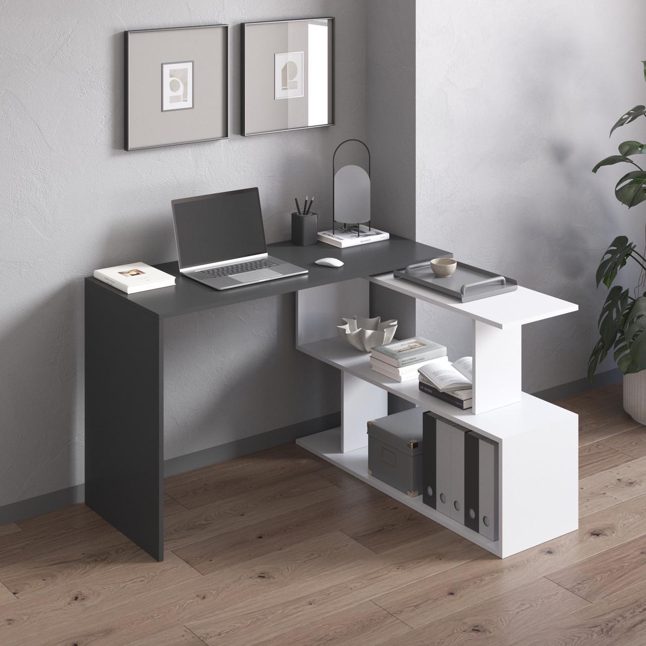 Стол-трансформер компьютерный VAYS поворотный 120х118х76,6 см Антрацит/Белый (30642155)