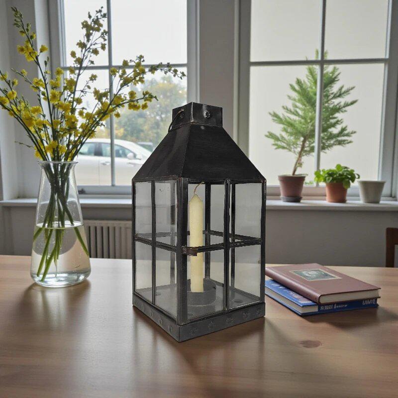 Фонарь подсвечник латунь Ретро K-42 на 1 свечу Черный