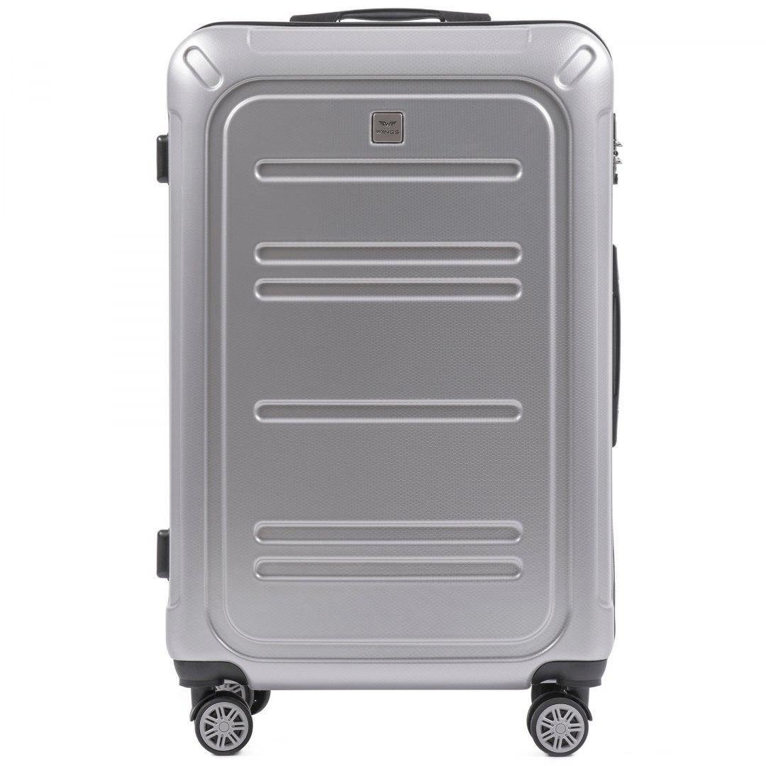 Валіза Wings PC175 полікарбонат велика 83 л на 4 здвоєних колесах Сріблястий