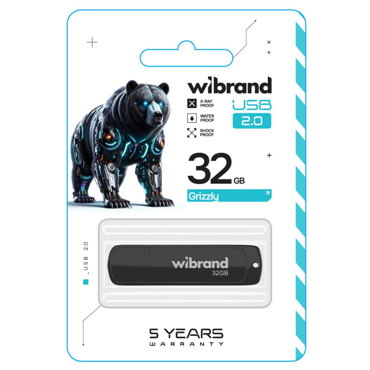 Флеш-память USB Wibrand Grizzly WI2.0/GR32P3B 32 Гб Black - фото 2