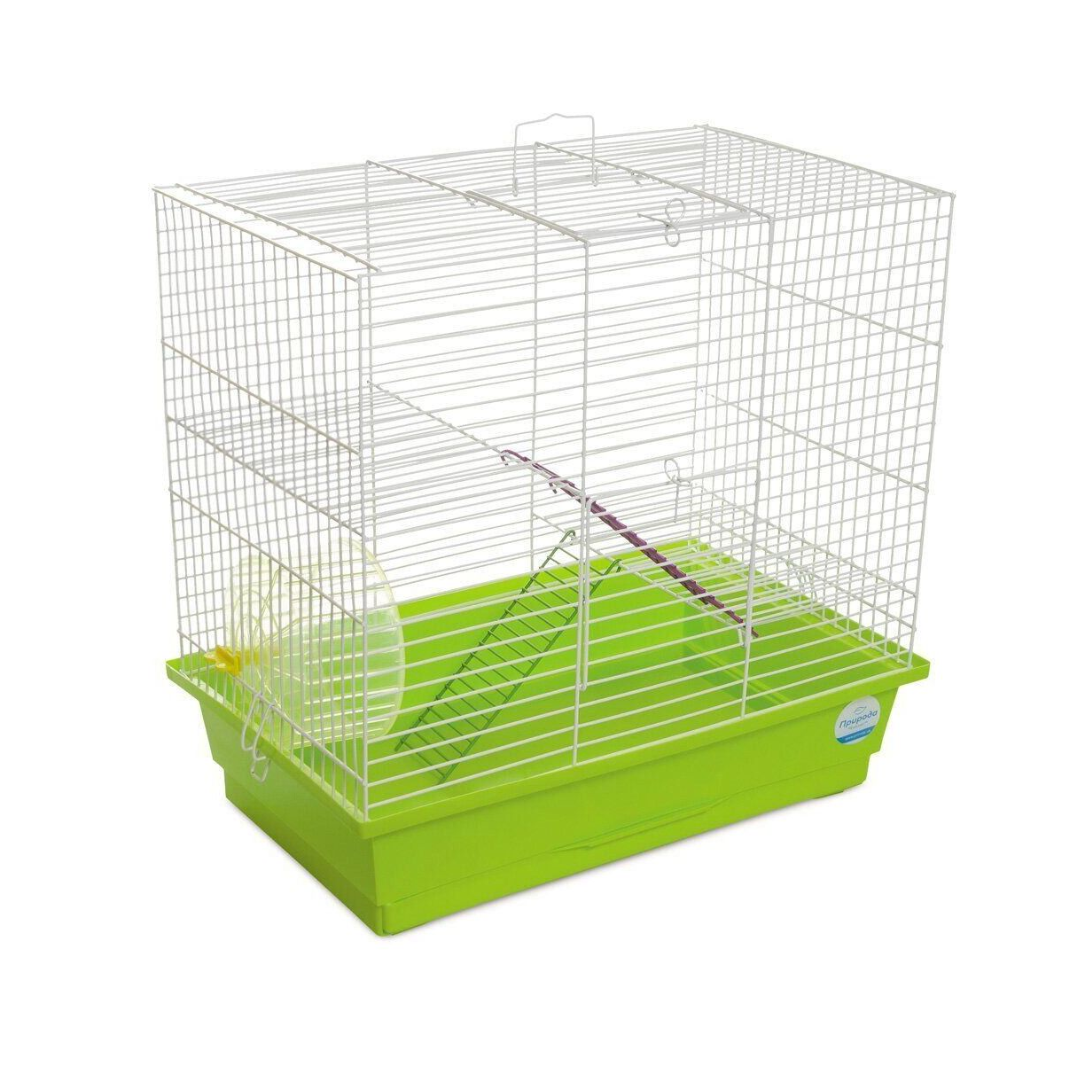 Клітка Природа Гоша для гризунів з колесом 44x27x50 см Білий/Зелений (z-02)
