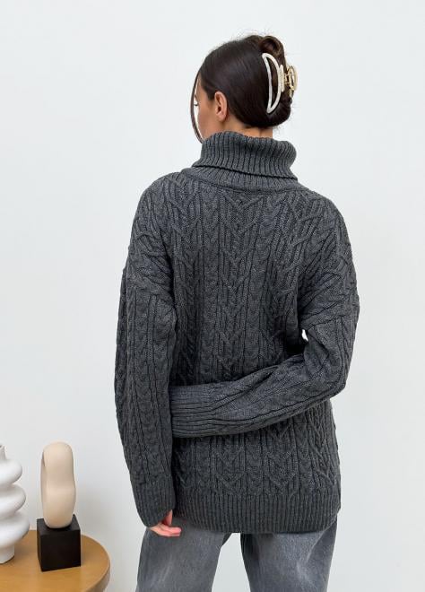 Светр з візерунком жіночий ART KNIT Олівія oversize Графітовий - фото 4 Светр з візерунком жіночий ART KNIT Олівія oversize Графітовий - фото 4
