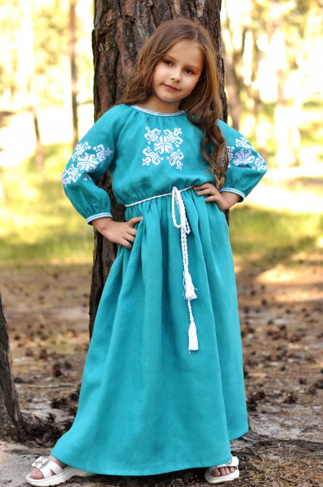 Плаття-вишиванка дитяча з льону для святкових подій 122 см (ДП34/2-274)