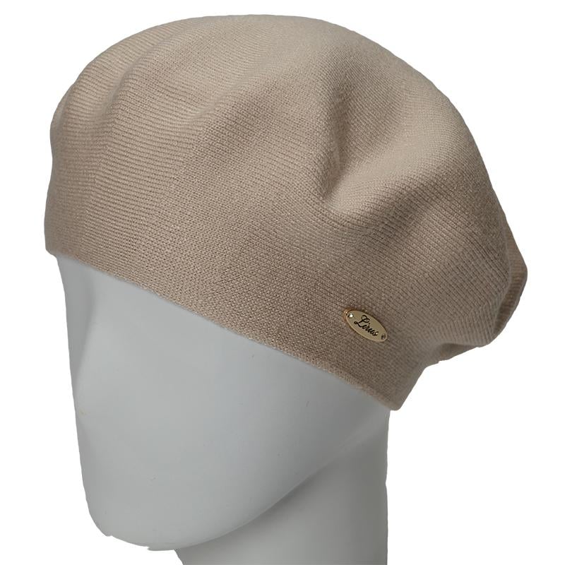 Берет жіночий подвійний Novita Софі з віскози теплий м'який L р. 57-58 Бежевий