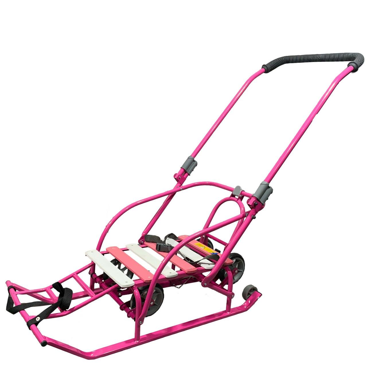 Санки Патриот 2023 с колесиками Малиновый