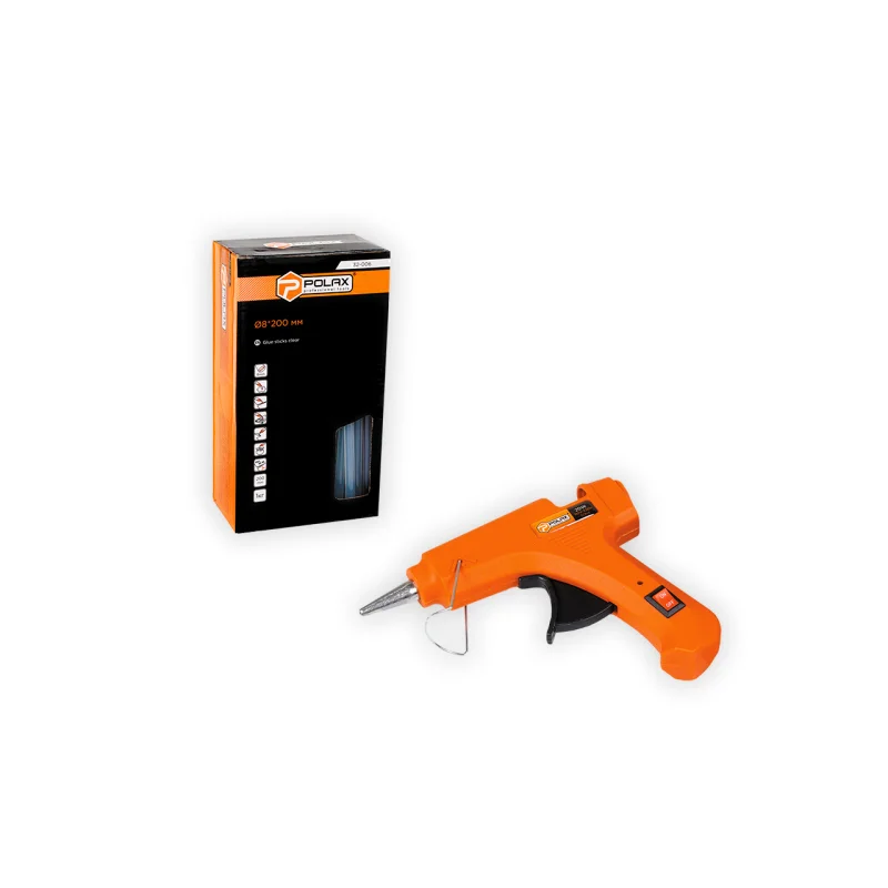 Клеевой набор Polax с пистолетом 8 мм 20W и 1 кг прозрачных стержней (322-02)
