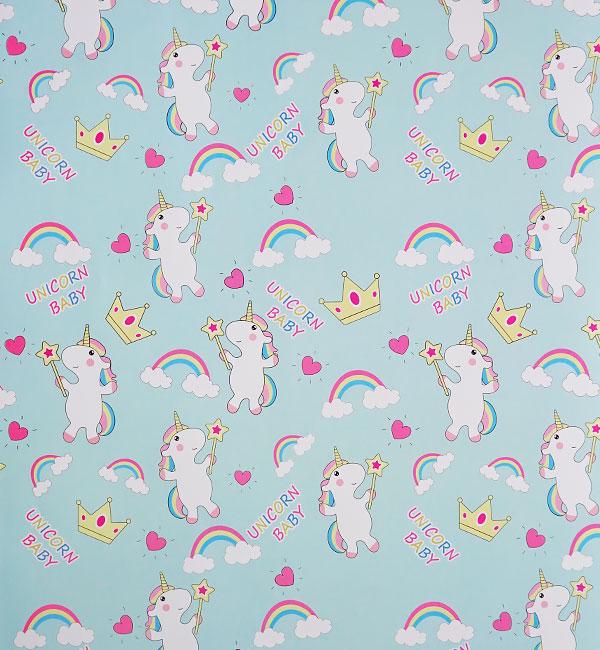 Подарунковий папір для пакування Єдиноріжка 5 шт. Блакитний (414997) Подарунковий папір для пакування Єдиноріжка 5 шт. Блакитний (414997)