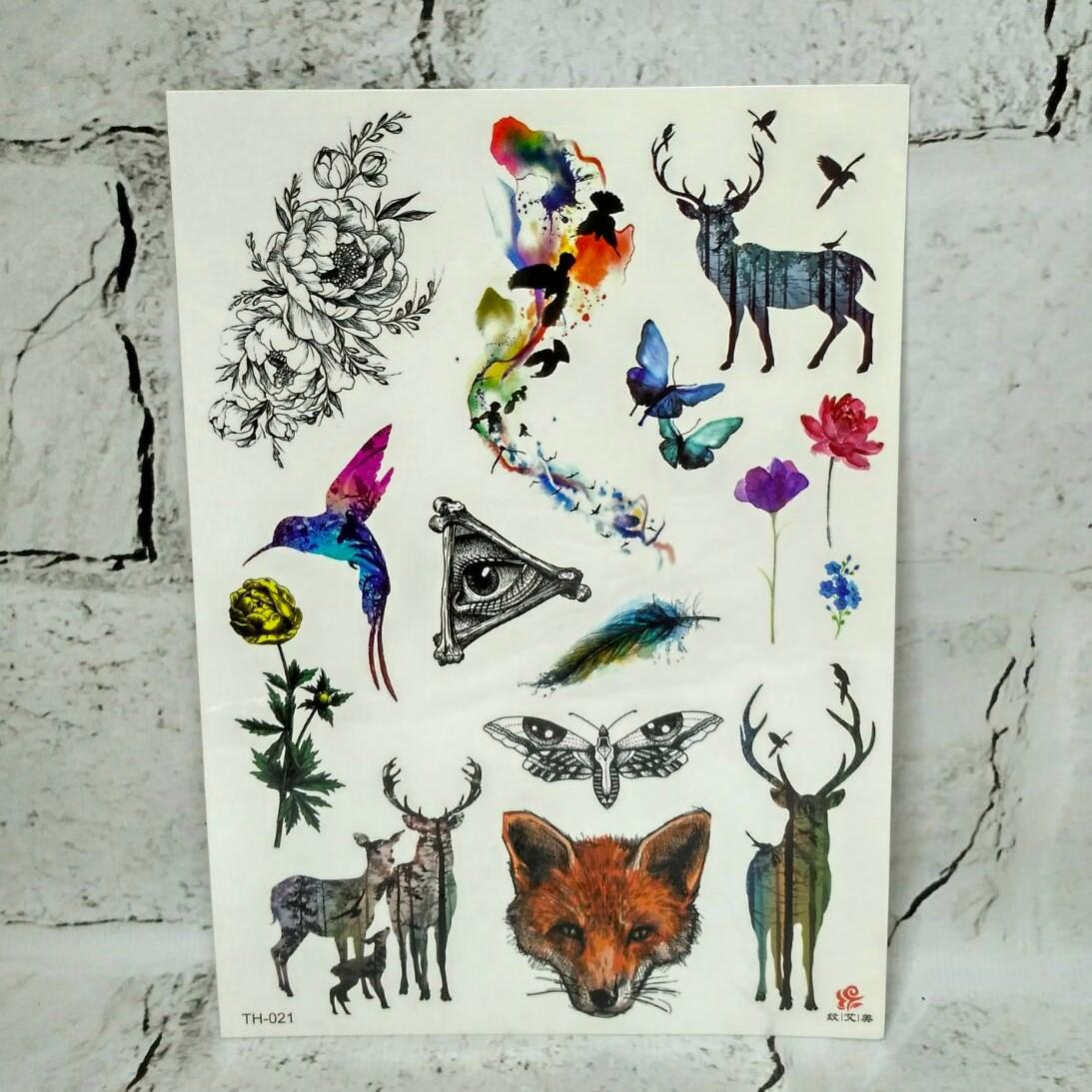 Тату временные Микс лист 15x21 см (TH-021)