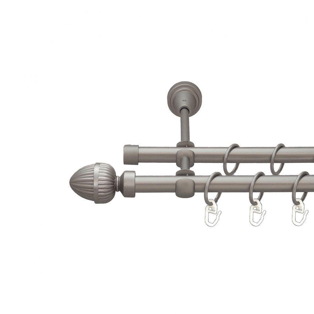 Карниз металевий Orvit Одеон двохрядний 16/16 мм відкритий 240 см Сатин (A1)