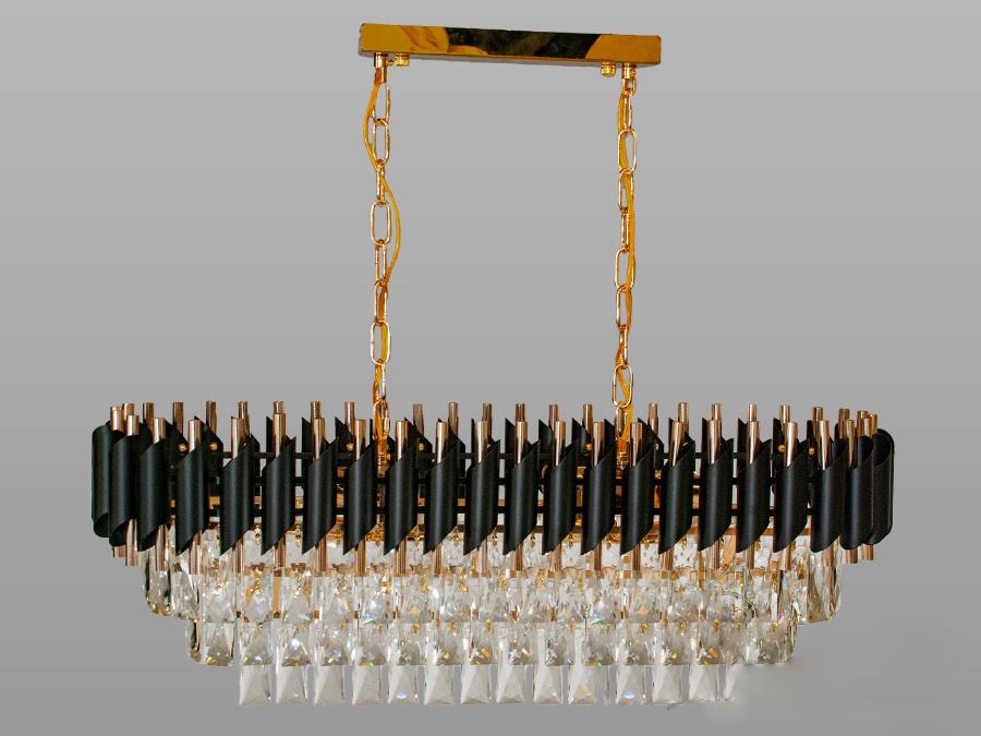 Люстра хрустальная Light овальная для гостиной (201202/800x300BK+S-gold) Люстра хрустальная Light овальная для гостиной (201202/800x300BK+S-gold)