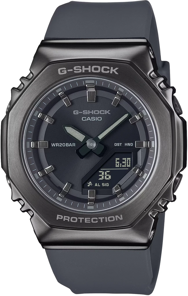 Наручний годинник жіночий Casio G-Shock GM-S2110B-8AER ударостійкий з водозахистом 200 м та чорним циферблатом