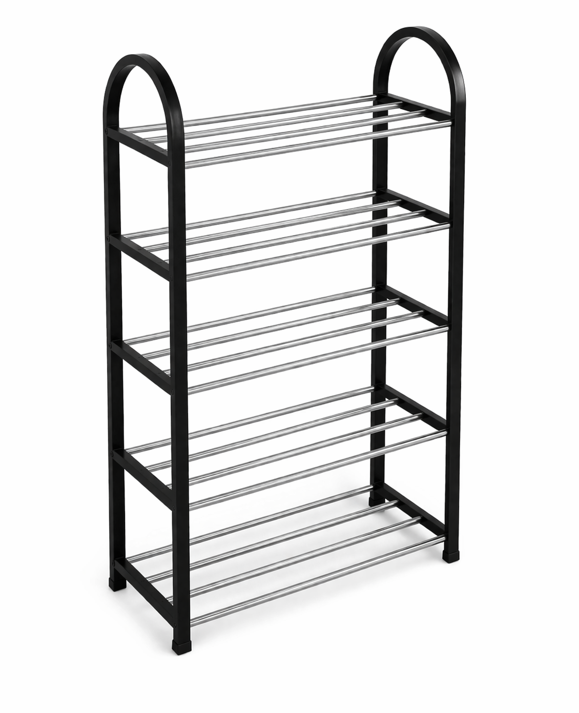 Полиця для взуття 5-ярусна металева підлогова розбірна 45х19х70 см Чорний (33549809)
