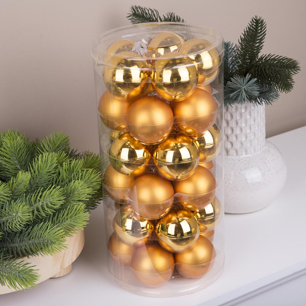 Кулі новорічні із скла 5,7 см 30 шт. Помаранчевий (3398-27)