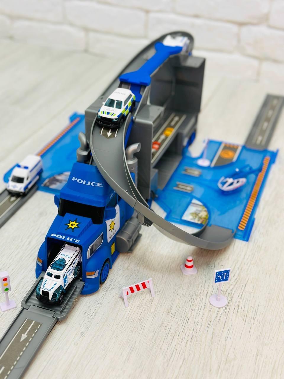 Детский автотрек паркинг для машинок игрушечный автовоз трейлер набор чемодан с машинками фура с треком(2688229857) - фото 5