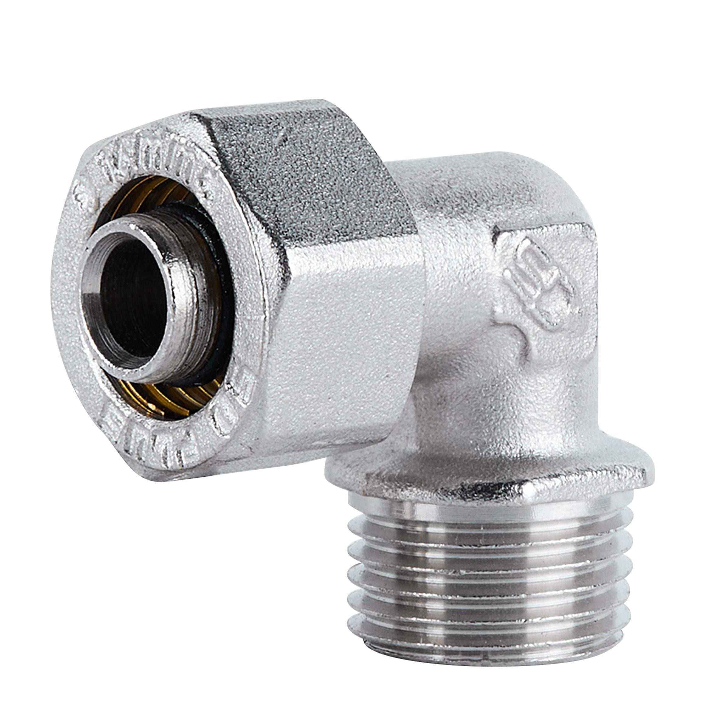 Угол латунный Thermo Alliance Standart 16х1/2"Из никелированный для металлопластиковых труб (SD157W1615)
