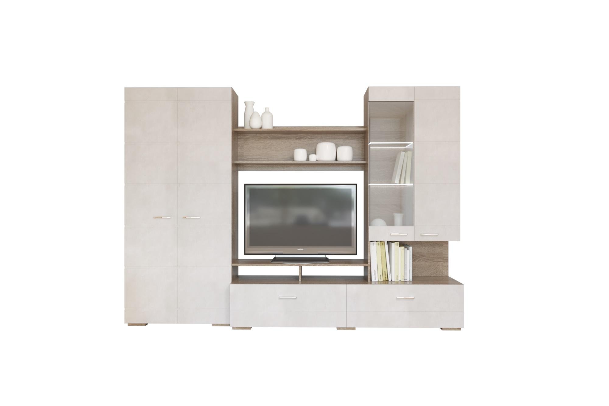 Стенка Test Intarsio 280х200 см Дуб сонома/Трюфель