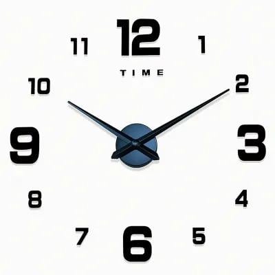 Годинник настінний безкаркасний 3-D декоративний 10 см Чорний (HP-3Y-1B)