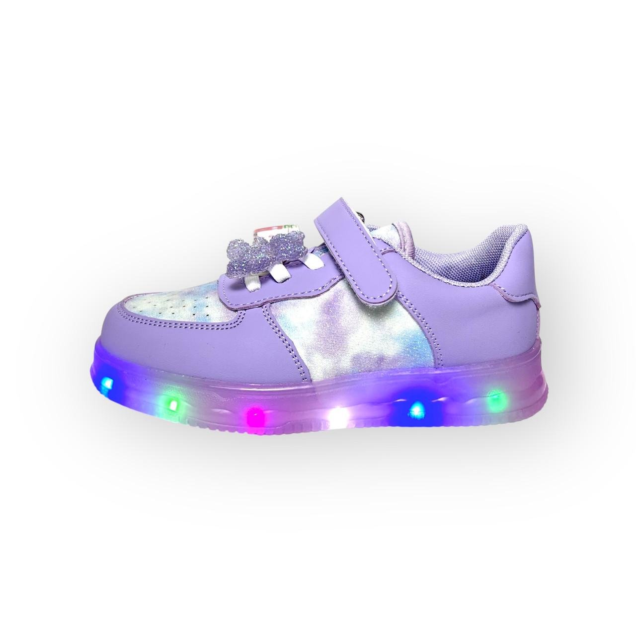 Кросівки дитячі для дівчинки Apawwa з підсвіткою р. 29-18 см Лавандовий (31043289)