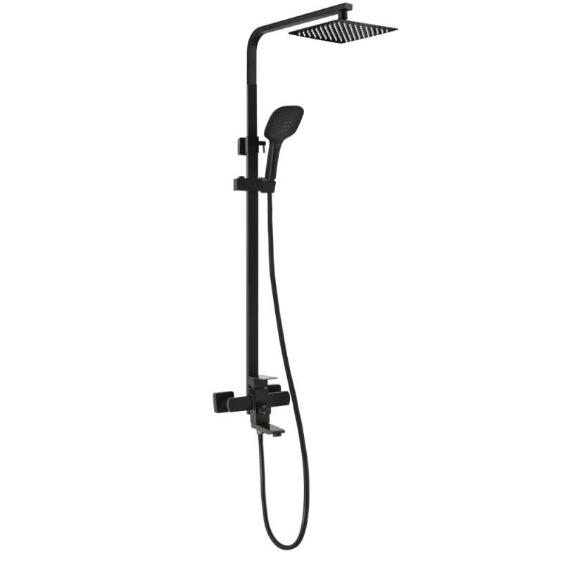 Душова система квадратна із змішувачем та верхнім душем 25х25 см Нержавіюча сталь/Чорний (Black_250)