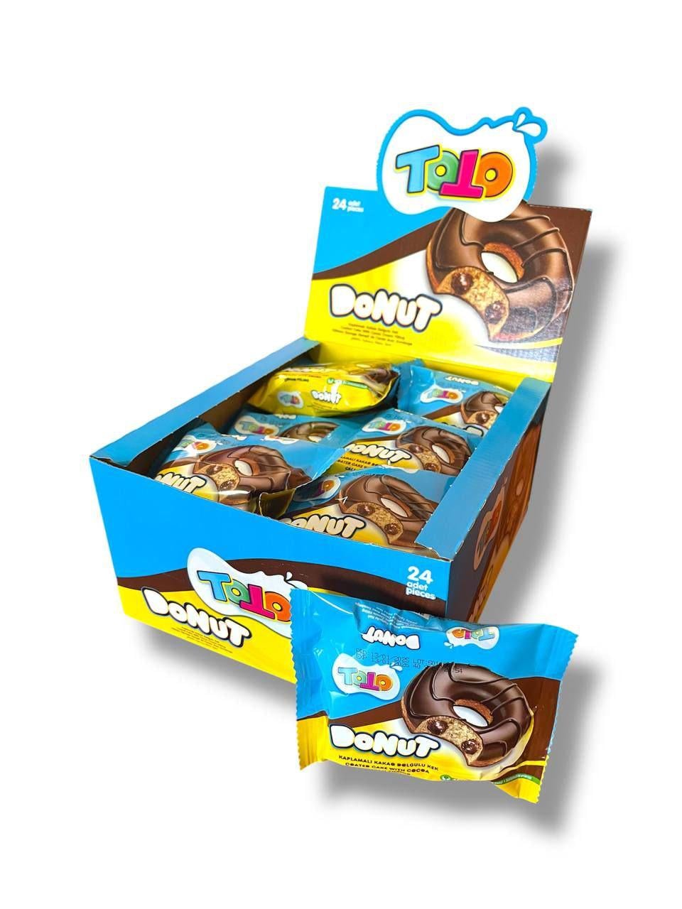 Пончик шоколадный Toto Donut с кремовой начинкой 24 шт. (00000006381)