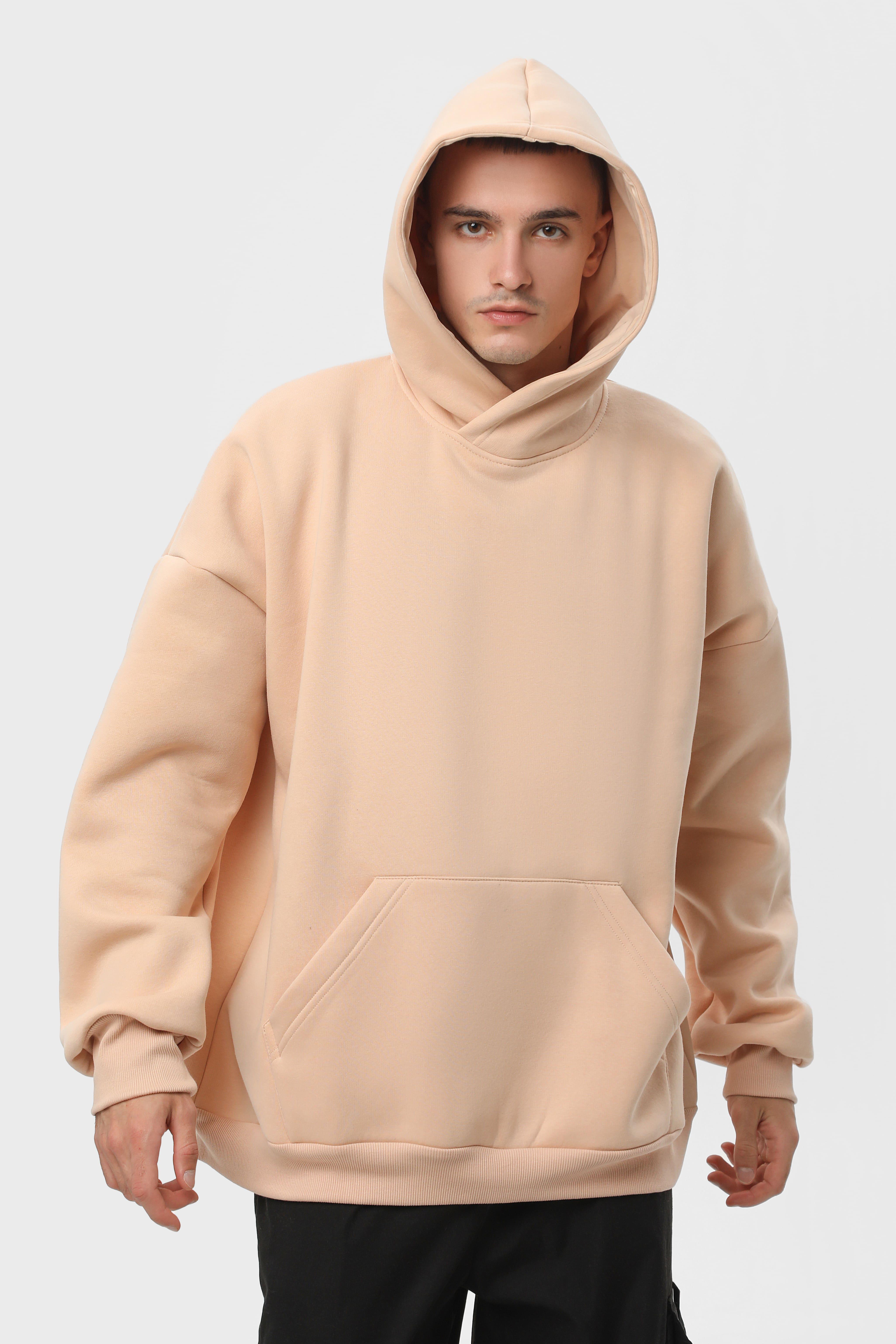 Худи мужское утепленное Ray Oversize S/M Бежевый (U0404M-Cream) - фото 4 Худи мужское утепленное Ray Oversize S/M Бежевый (U0404M-Cream) - фото 4