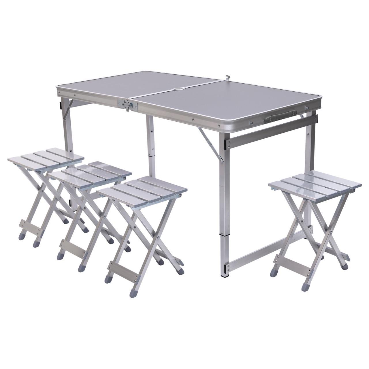 Набор мебели для пикника усиленный стол и 4 стула 120х70х75/65/55 см Серый (JY-12061G) Набор мебели для пикника усиленный стол и 4 стула 120х70х75/65/55 см Серый (JY-12061G)