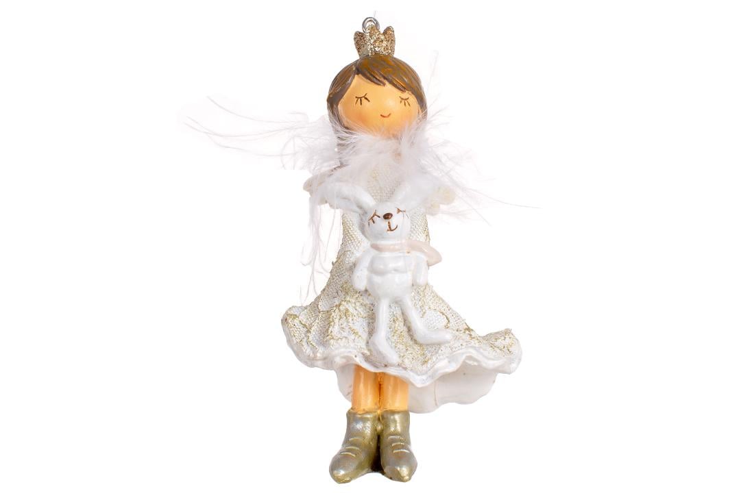 Фигурка новогодняя подвесная BonaDi Принцесса с зайкой (831-407)