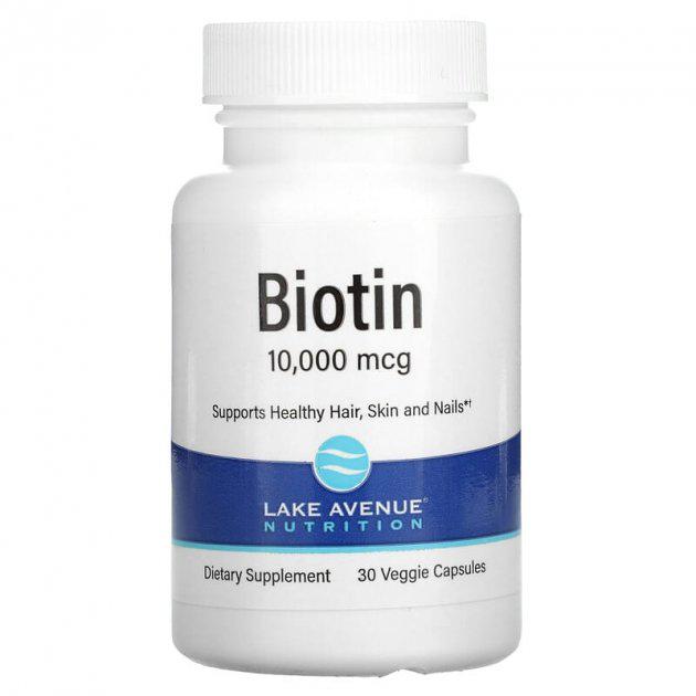 Біотин Lake Avenue Nutrition 10 000 мкг 30 рослинних капсул (354253014) - фото 1