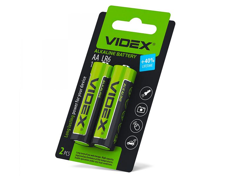 Батарейка щелочная Videx LR6/AA 2 шт. Small Blister (8418)
