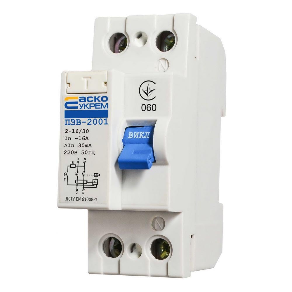Устройство защитного отключения АСКО УЗО-АСКО-2001 2р/16А/10 mA (A0020010001) - фото 1