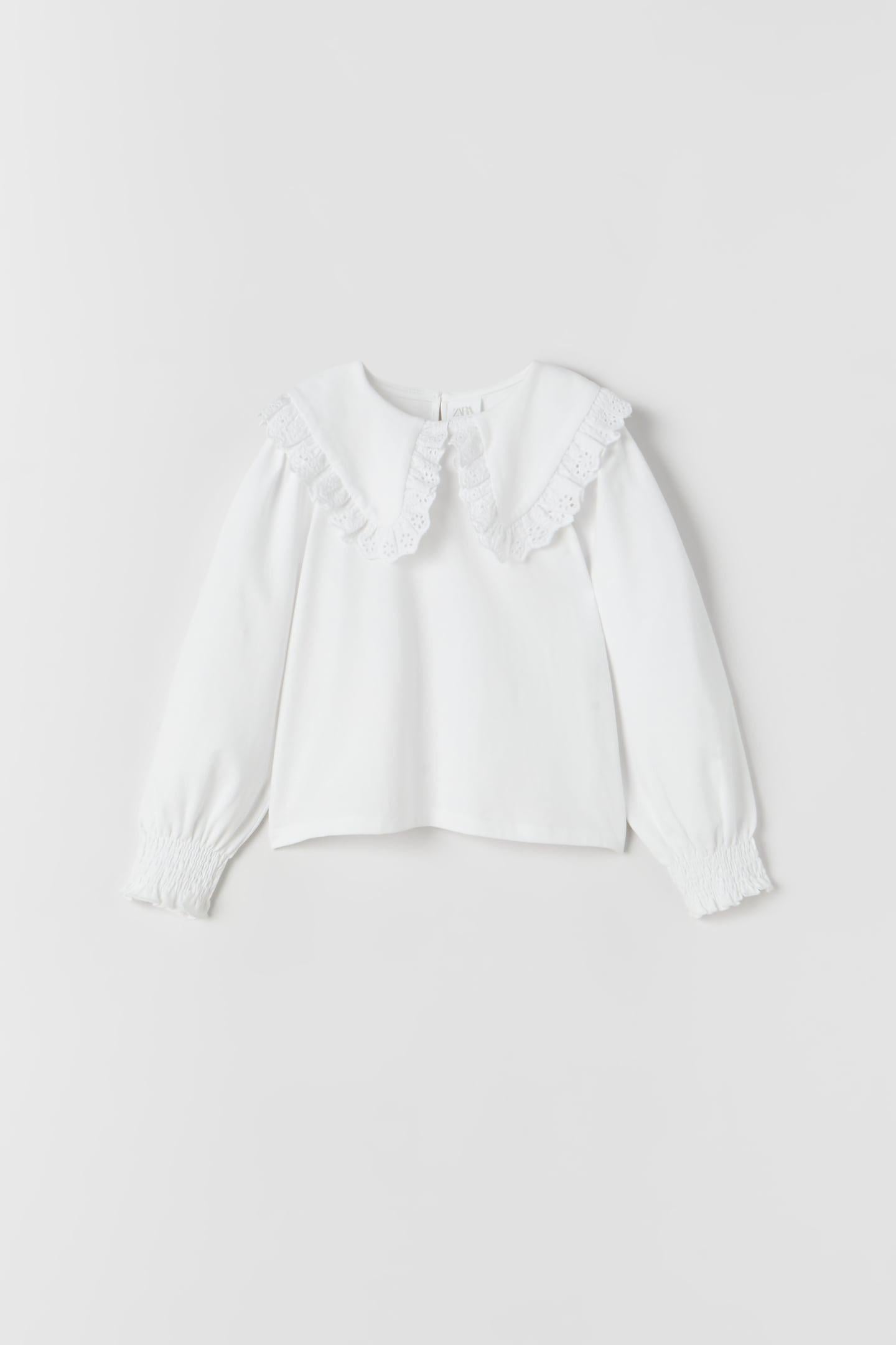 Реглан для девочки Zara с воротничком 128 см White (722112250)
