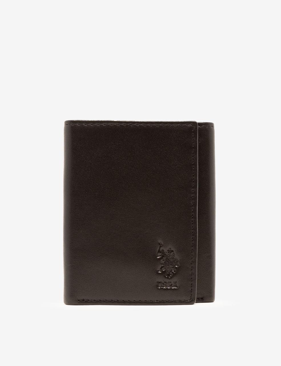 Портмоне кожаное мужское U.S. Polo Assn Leather Trifold Wallet Черный (2151309366)