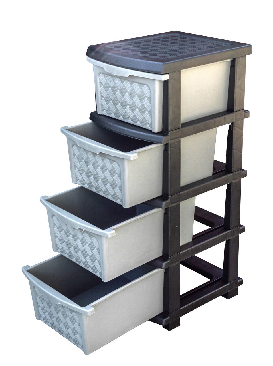 Комод пластиковый R-Plastic 04015 Компак на 4 ящика 86x40x34 см Серо-черный (2587335736) - фото 2