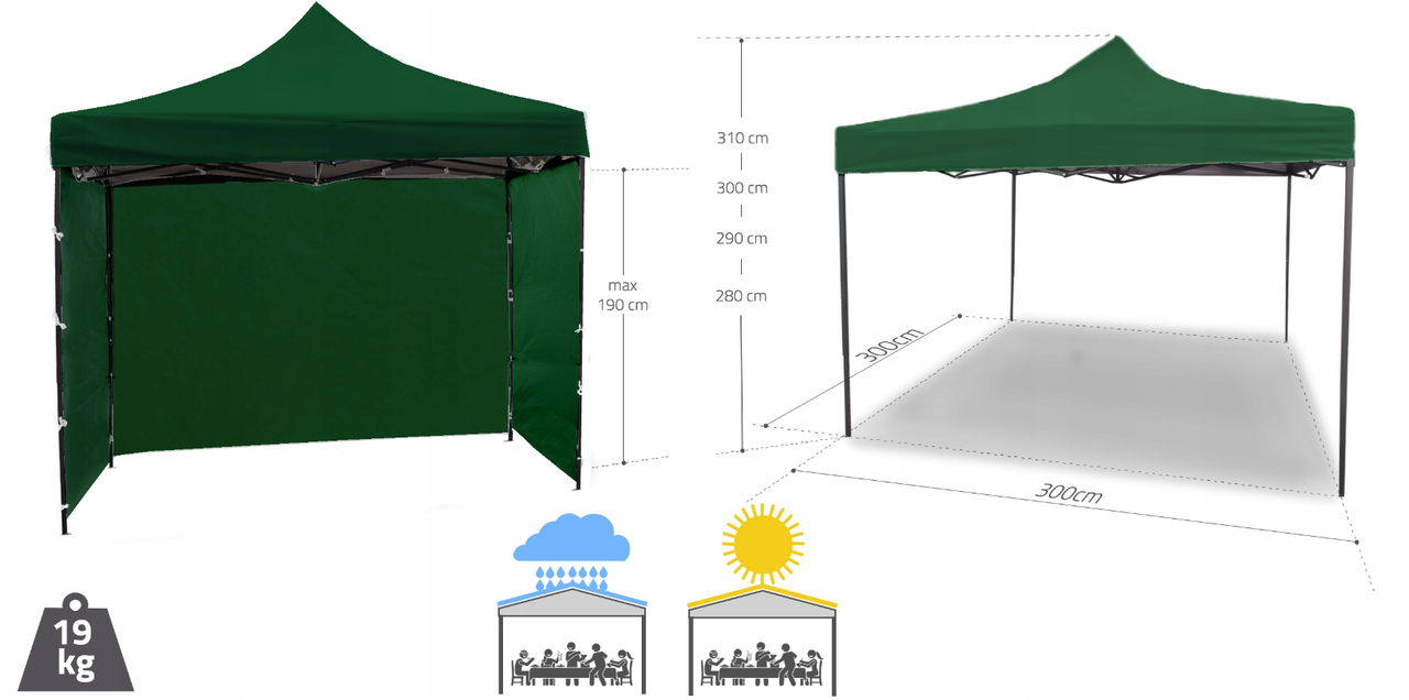 Павильон садовый Maltec 3 стены 3х3 м Зеленый (2155221261) - фото 3 Павильон садовый Maltec 3 стены 3х3 м Зеленый (2155221261) - фото 3