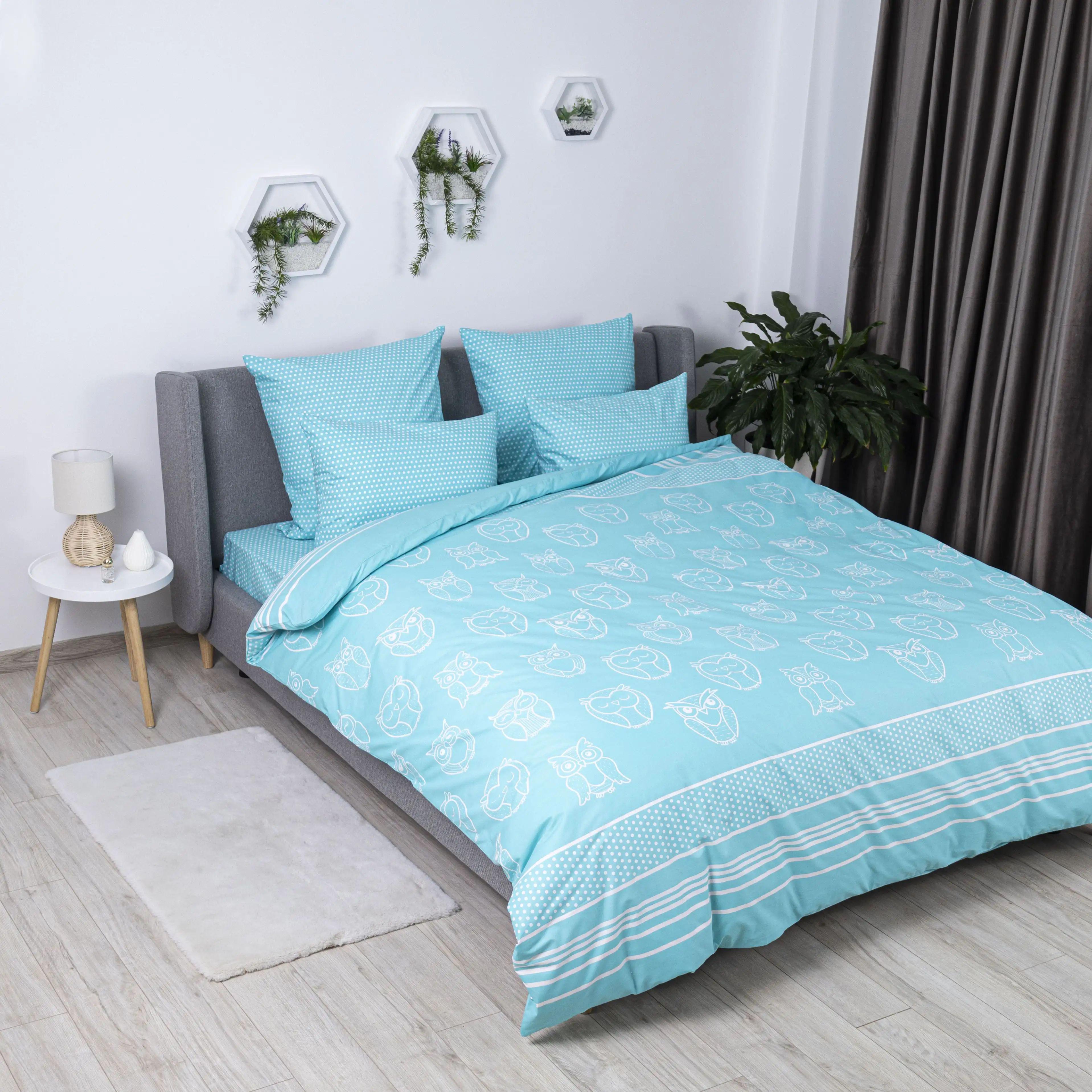 Комплект постільної білизни гіпоалергенний ТЕП OWL 115 г/кв. м євро з наволочками 70x70 см Бірюзовий (12500200215)