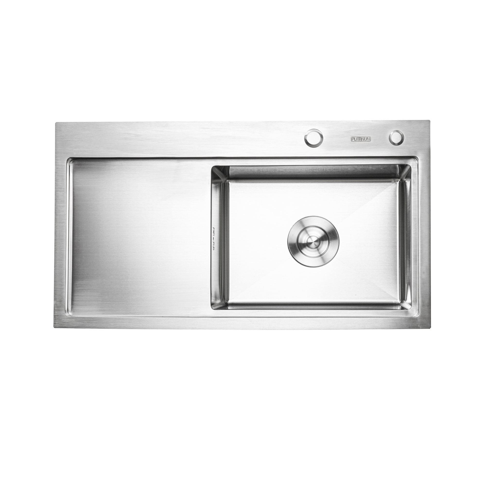 Мийка для кухні Platinum Handmade R з корзиною та дозатором 780х430х220 мм