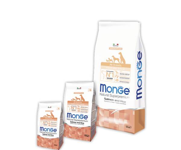 Корм сухой Monge Puppy&Junior Salmone с лососем и рисом для щенков всех пород 15 кг - фото 2