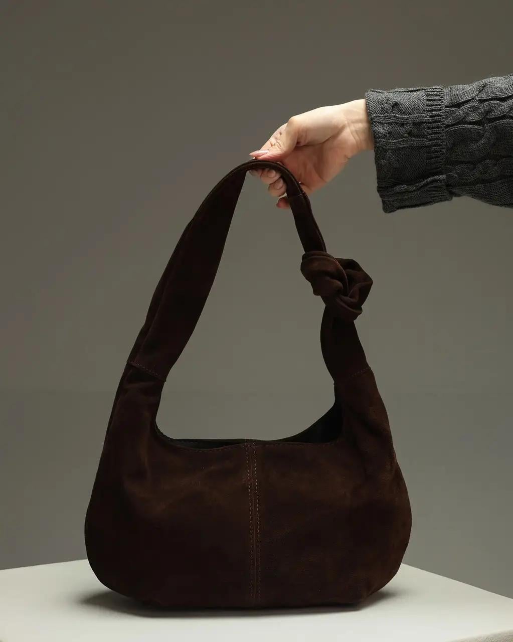 Женская сумка-хобо SW140-2 из натуральной замши Шоколад (32808879)