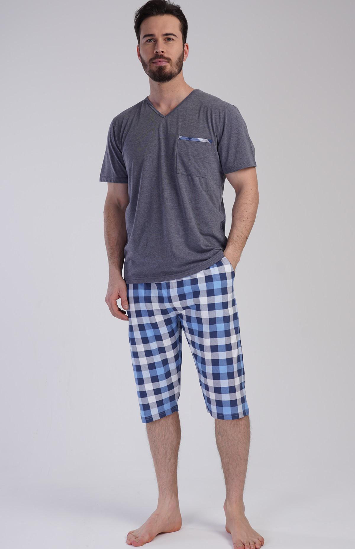 Піжама чоловіча Vienetta футболка та бриджі XL Сірий (311346)