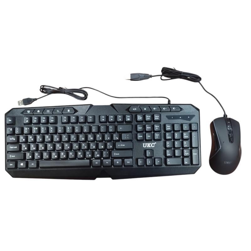 Комплект клавиатуры и мыши UKC 9541 USB UA/RU/ENG с RGB-подсветкой Черный (PH01005)