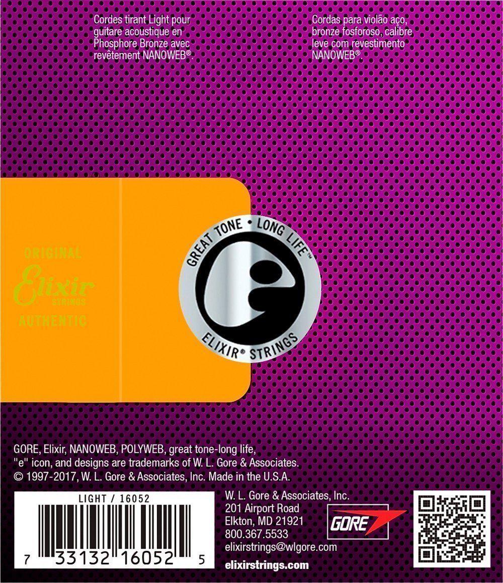 Струни для акустичної гітари Elixir Nanoweb Phosphor Bronze 16052 (127982) - фото 2