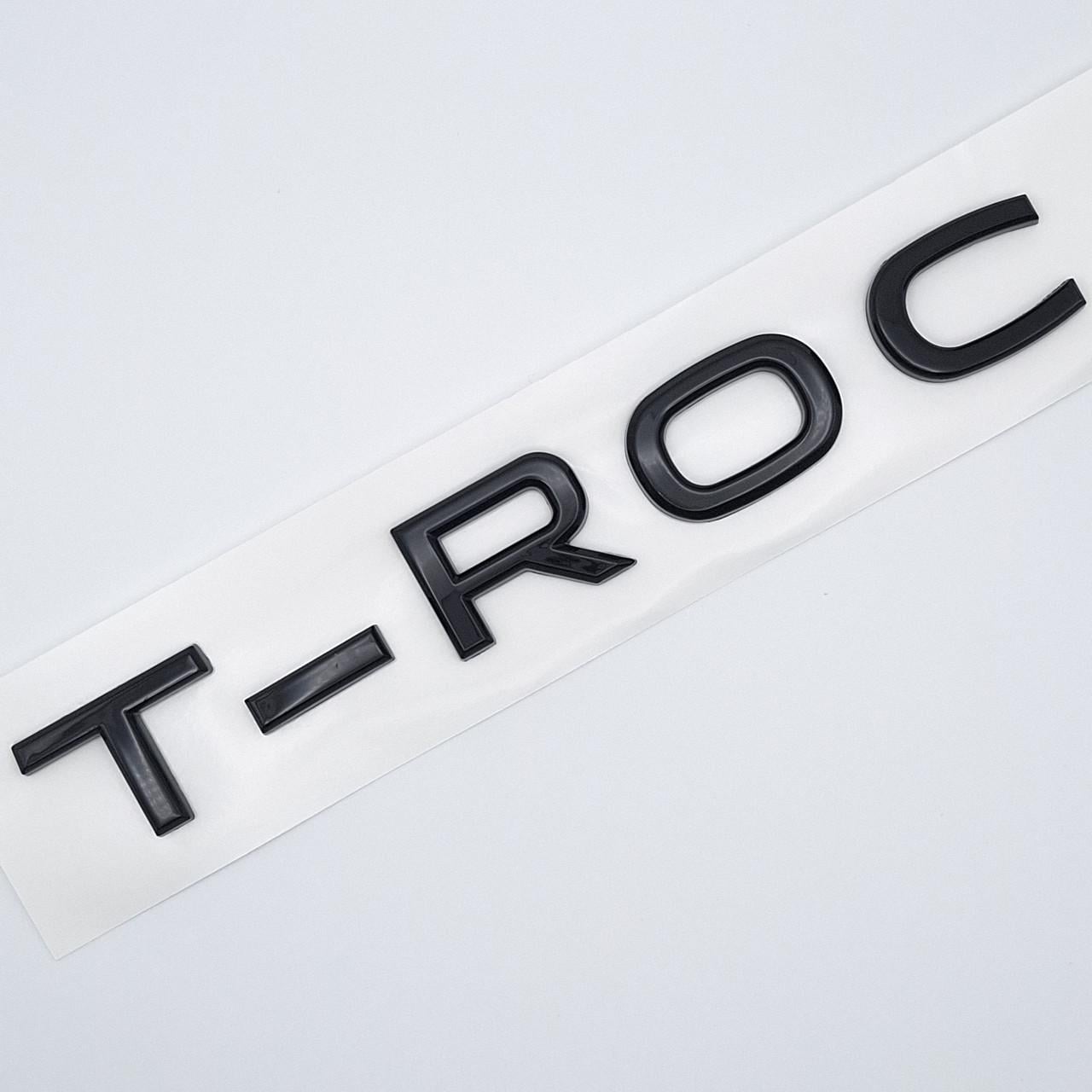 Эмблема надпись T-ROC Volkswagen на заднюю часть 16х2,1 см Черный глянцевый (2343872178)