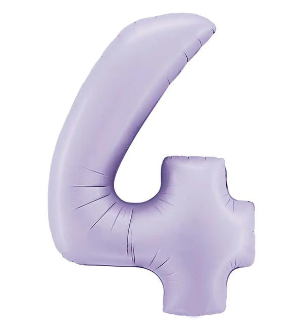Шарик Цифра 4 100 см Лавандовый сатин (135448) - фото 1 Шарик Цифра 4 100 см Лавандовый сатин (135448) - фото 1