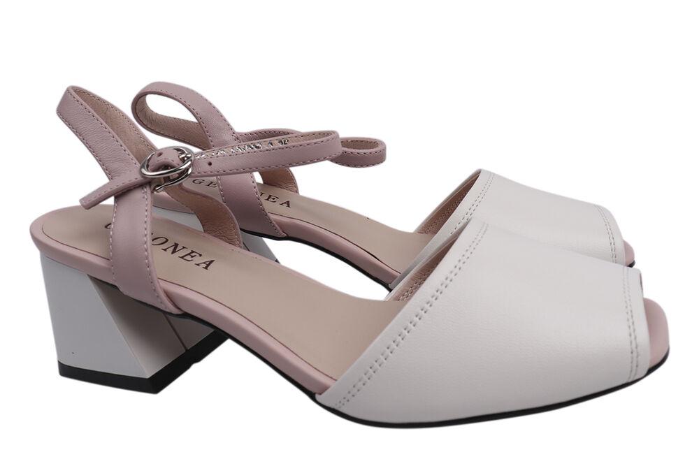 Босоножки женские Geronea из кожи на каблуке с открытой пятой р. 38 Белый (940-21LB)