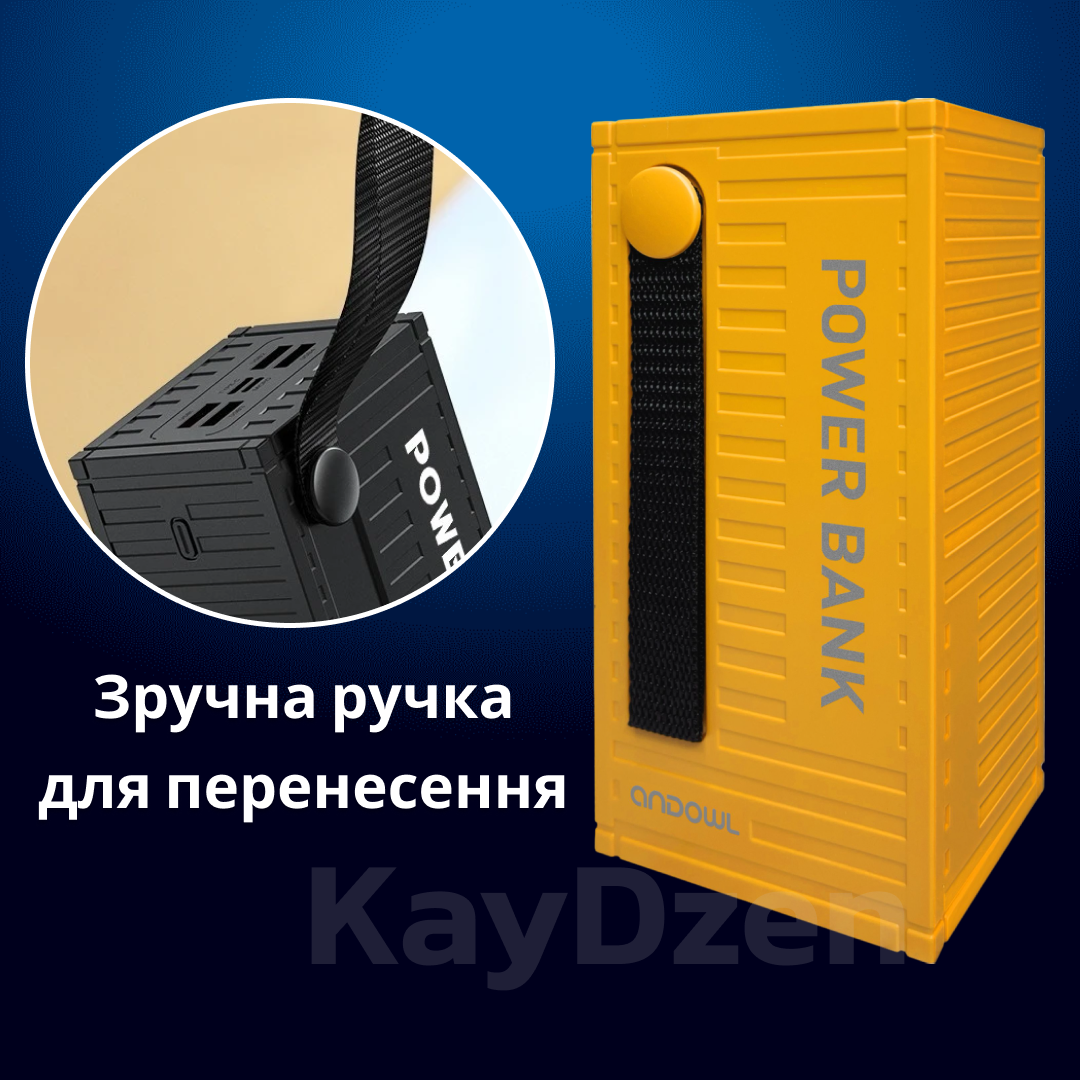 Повербанк Andowl Q-CD6500 68000 mAh быстрая зарядка QC3.0 PD30W Желтый (21e6f1bf) - фото 3