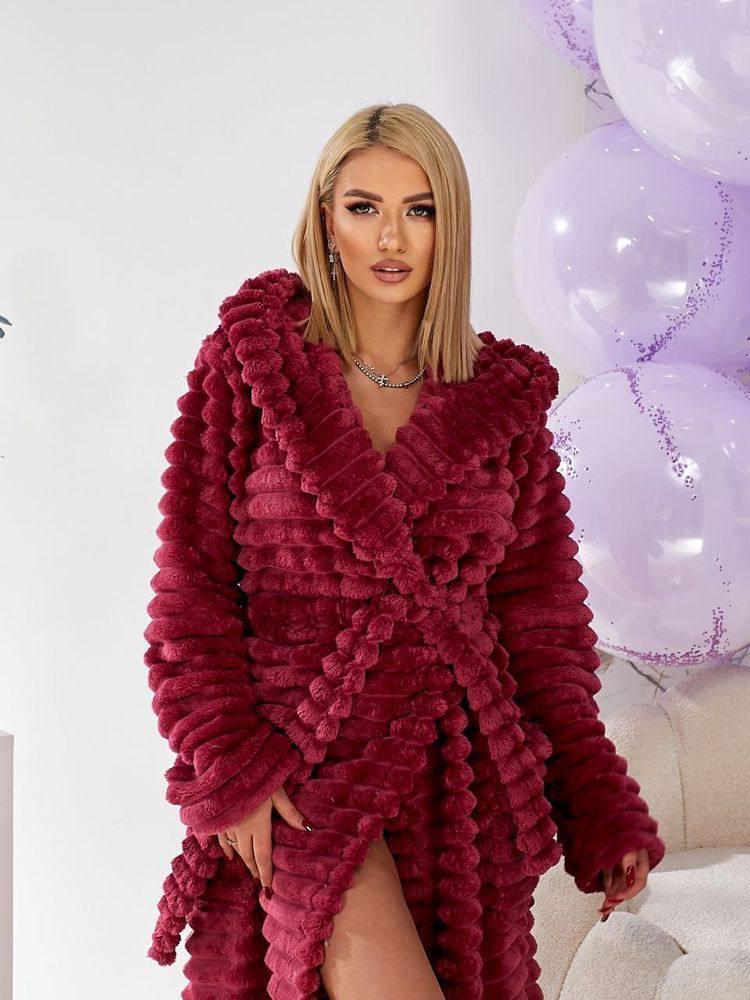 Халат жіночий махровий Romance Style Woman 20768 Шарпей XL Бордовий (X-0005-XL) - фото 3 Халат жіночий махровий Romance Style Woman 20768 Шарпей XL Бордовий (X-0005-XL) - фото 3