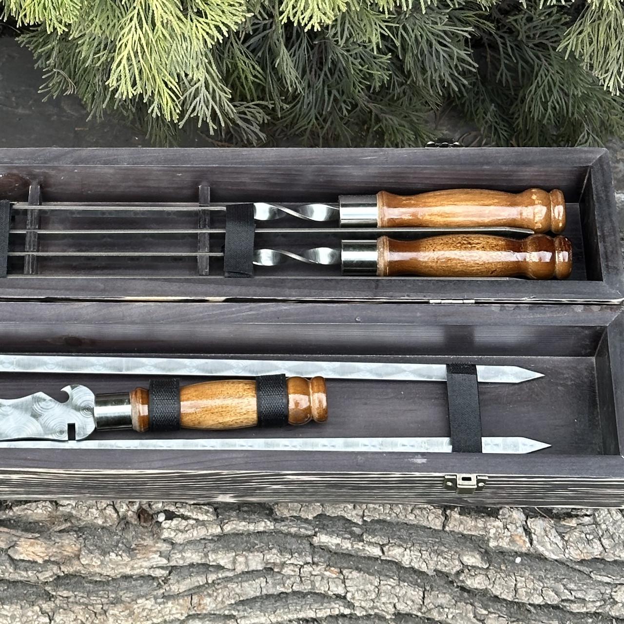 Набор подарочный для барбекю Mzavod ШашлыКейс Темно-коричневый (27728750) - фото 5 Набор подарочный для барбекю Mzavod ШашлыКейс Темно-коричневый (27728750) - фото 5